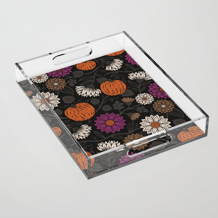 Pumpkin Fall Floral Acrylic Tray Gallery Image 1