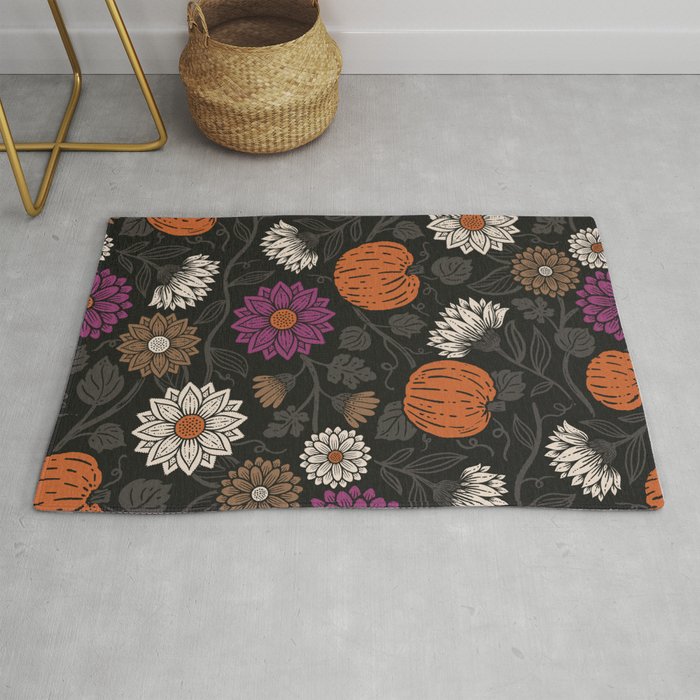 Pumpkin Fall Floral Rug Gallery Image 1