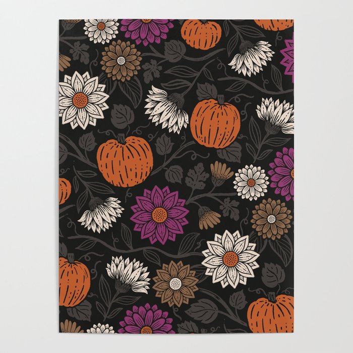 Pumpkin Fall Floral Poster Gallery Image 4