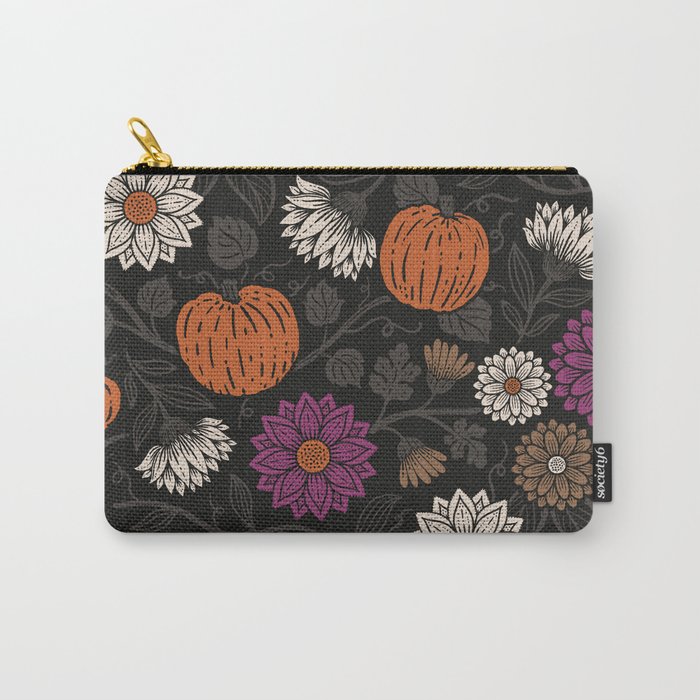 Pumpkin Fall Floral Carry All Pouch Gallery Image 1