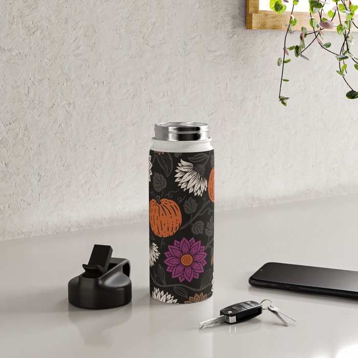 Pumpkin Fall Floral Water Bottle Gallery Image 4