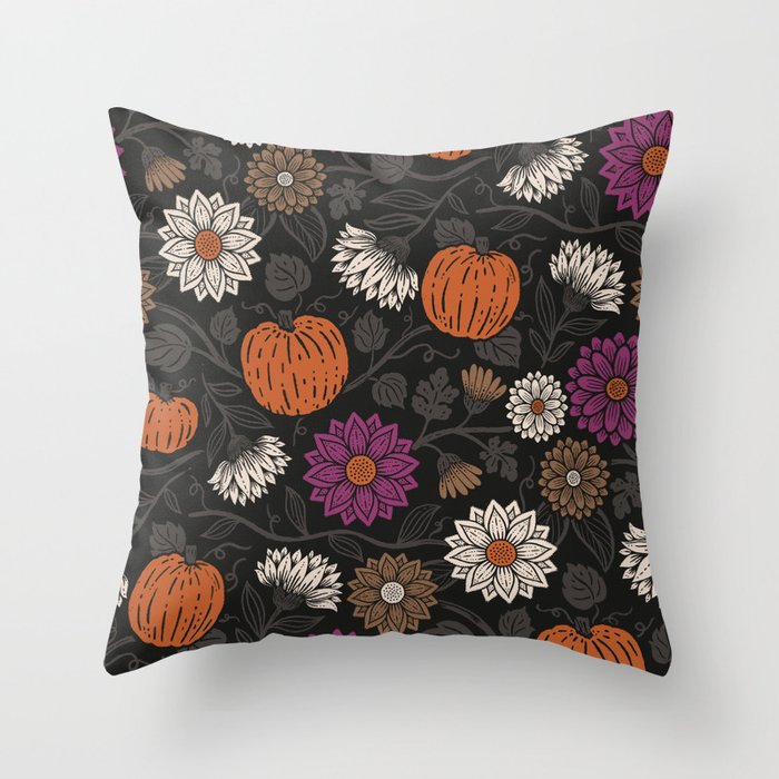 Pumpkin Fall Floral Throw Pillow Gallery Image 6