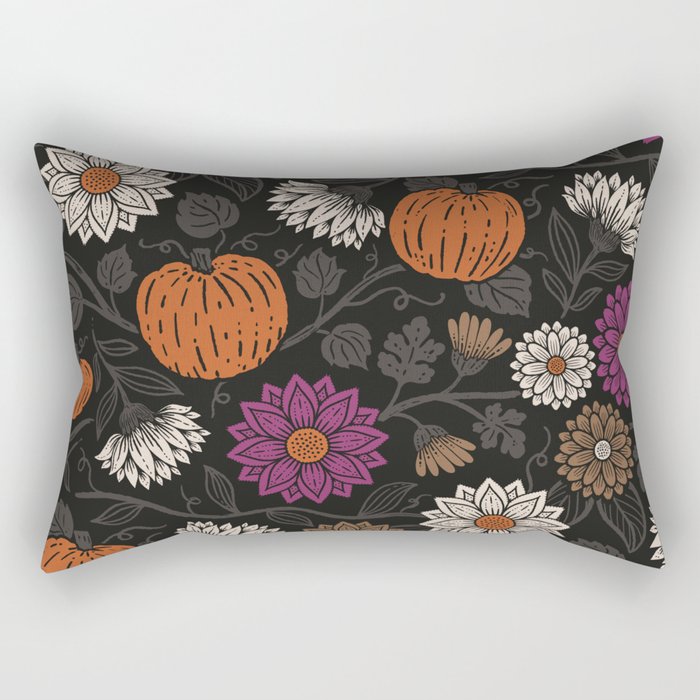 Pumpkin Fall Floral Rectangular Pillow Gallery Image 2