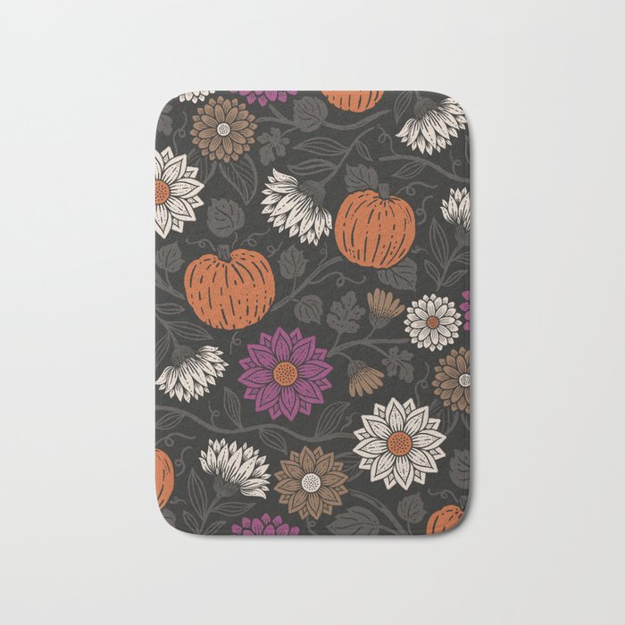 Pumpkin Fall Floral Bath Mat Gallery Image 1