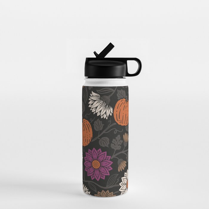 Pumpkin Fall Floral Water Bottle Gallery Image 1