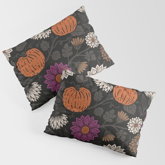Pumpkin Fall Floral Pillow Sham Gallery Image 1