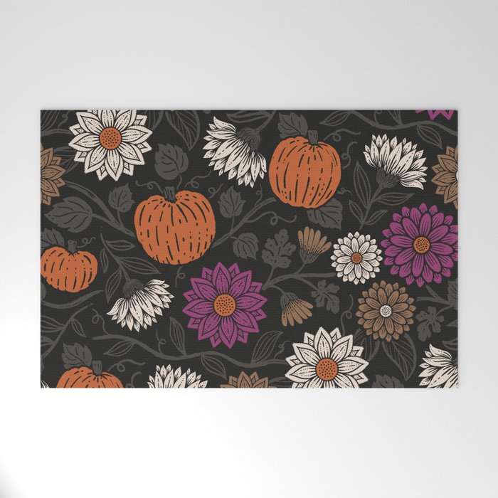 Pumpkin Fall Floral Welcome Mat Gallery Image 1