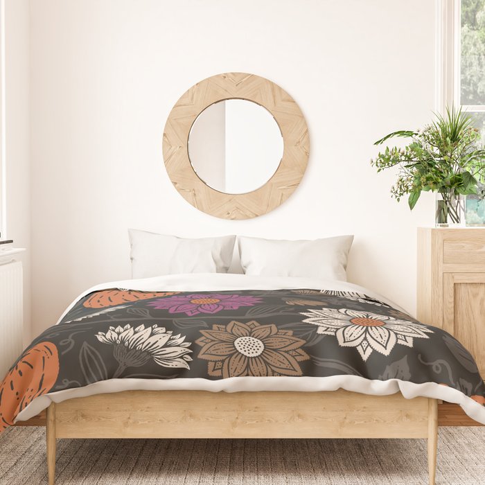 Pumpkin Fall Floral Duvet Cover Gallery Image 3