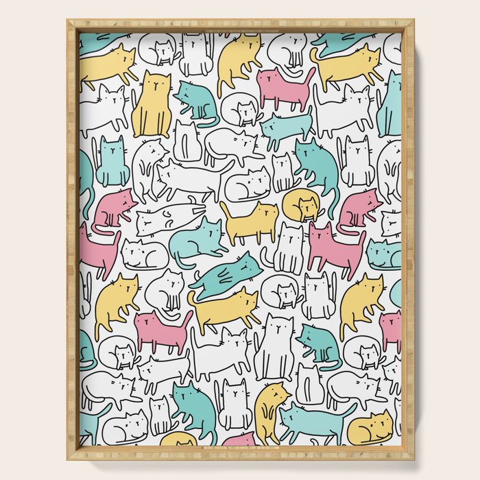 Cute kitties Cats pattern Serving Tray Gallery Image 1