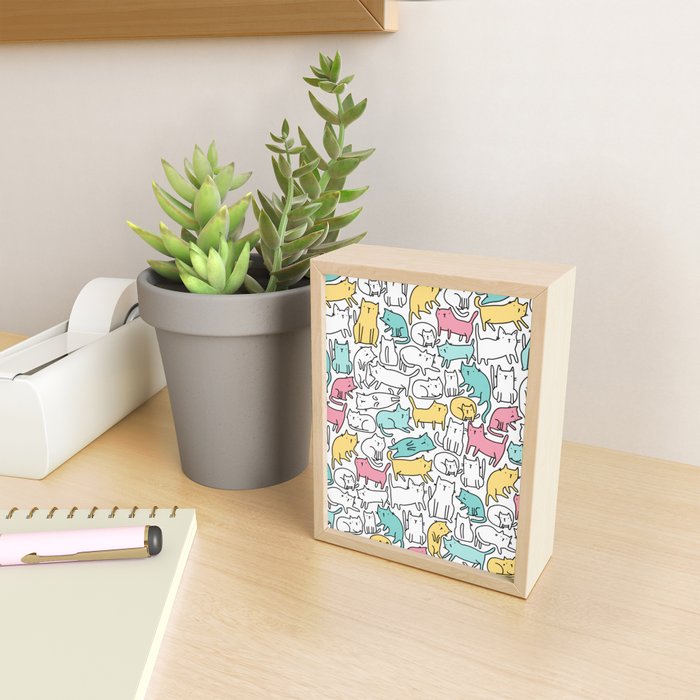 Cute kitties Cats pattern Mini Art Print Gallery Image 2