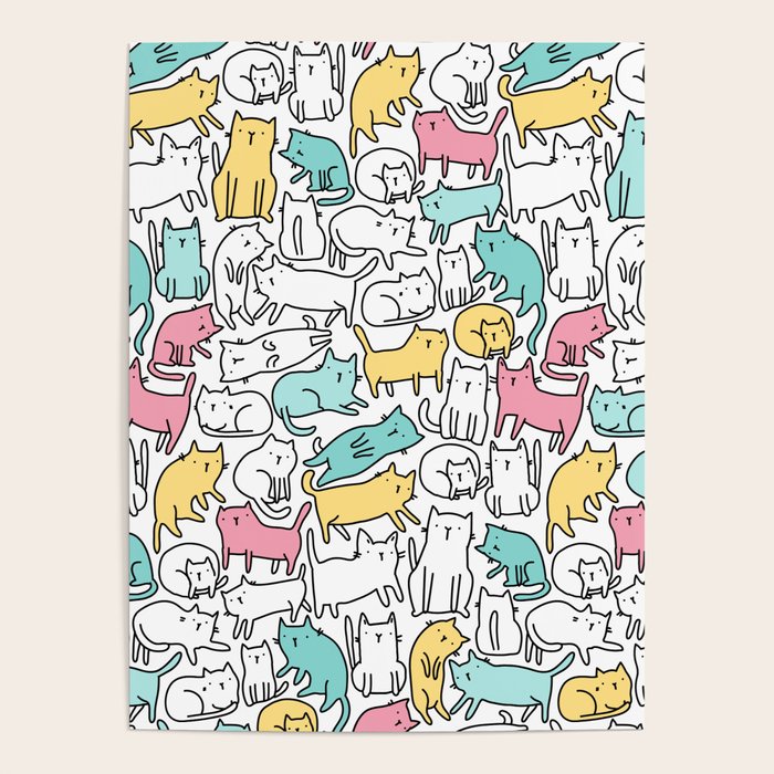 Cute kitties Cats pattern Poster Gallery Image 4