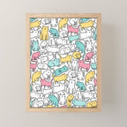 Cute kitties Cats pattern Mini Art Print Gallery Image 1
