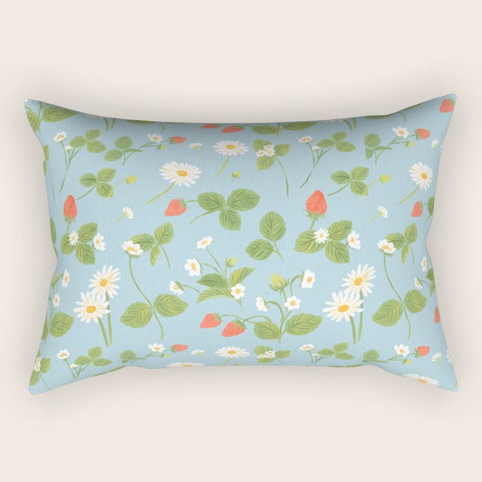 Strawberry Plant Pattern Rectangular Pillow Gallery Image 2