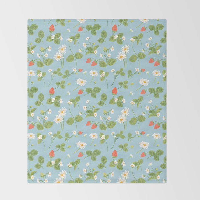Strawberry Plant Pattern Throw Blanket Gallery Image 2