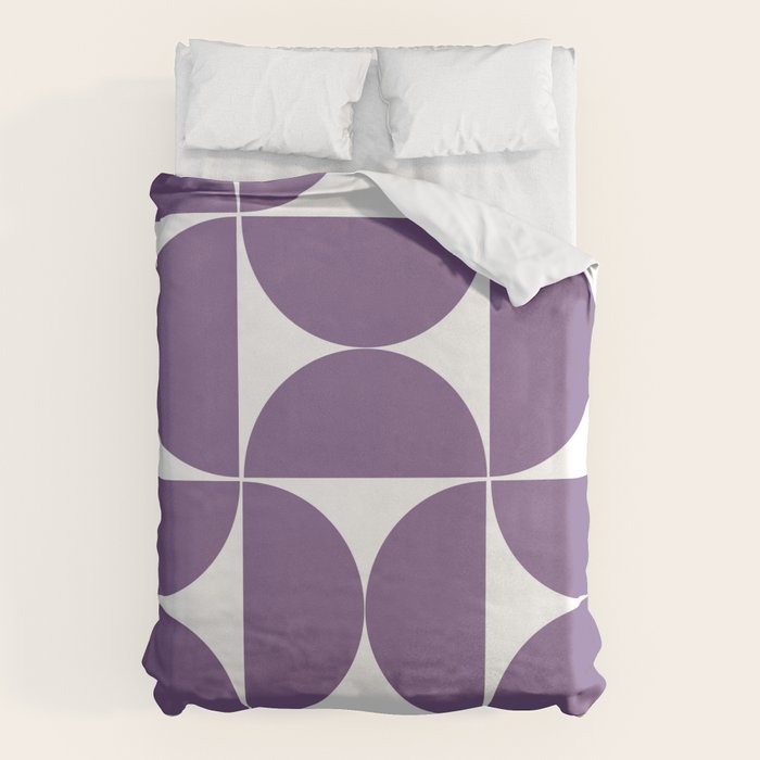 Large violet mid century shapes Duvet Cover Gallery Image 6