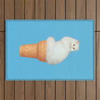 Cat Ice Cream - Blue Outdoor Rug Gallery Image 1