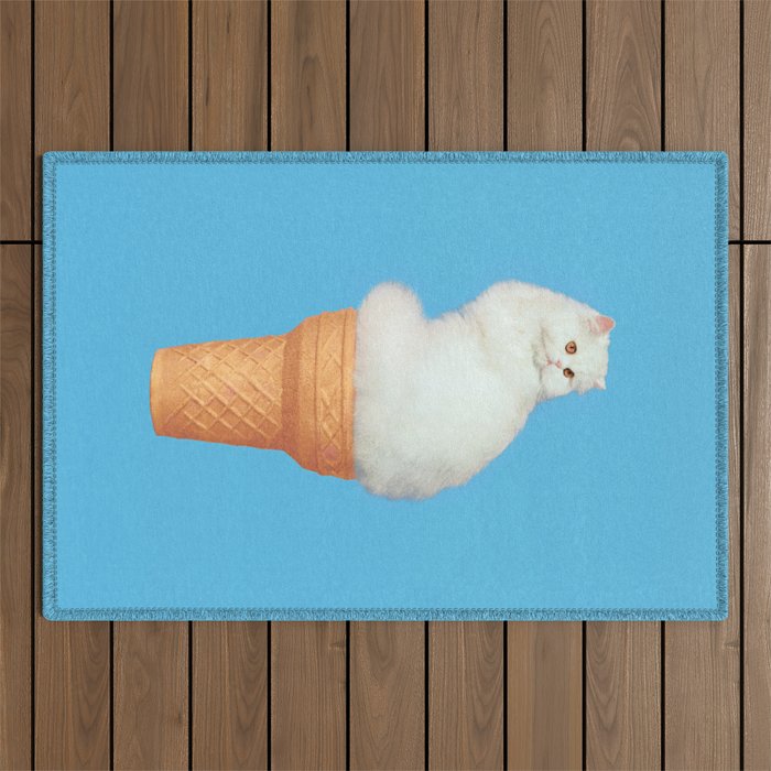Cat Ice Cream - Blue Outdoor Rug Gallery Image 1