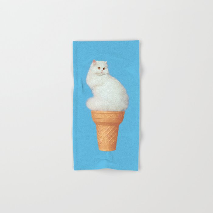 Cat Ice Cream - Blue Bath Towel Gallery Image 1