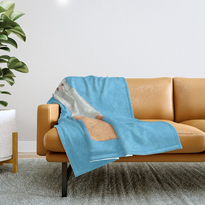 Cat Ice Cream - Blue Throw Blanket Gallery Image 1