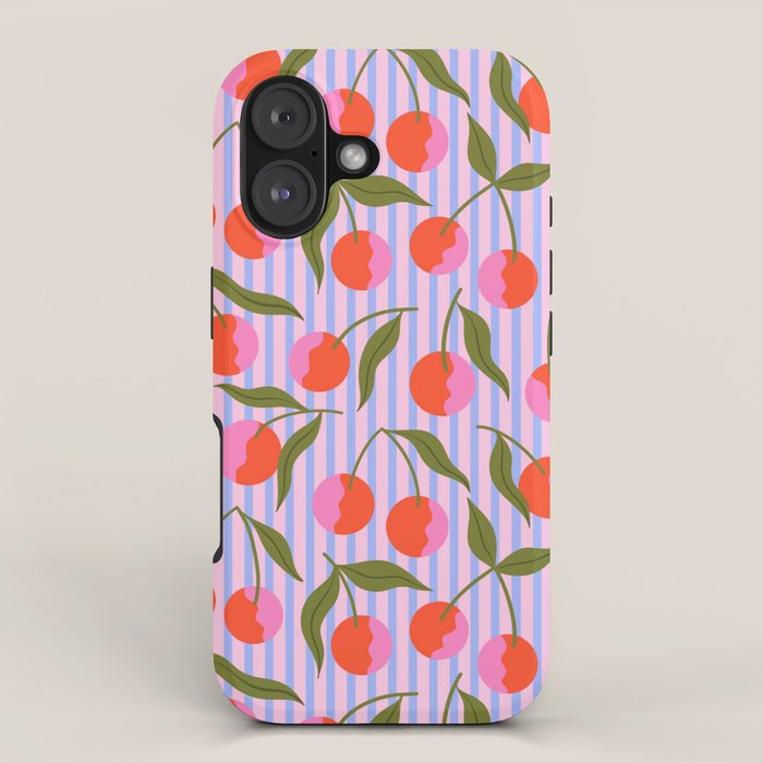 Cherries and Stripes iPhone Case Gallery Image 1