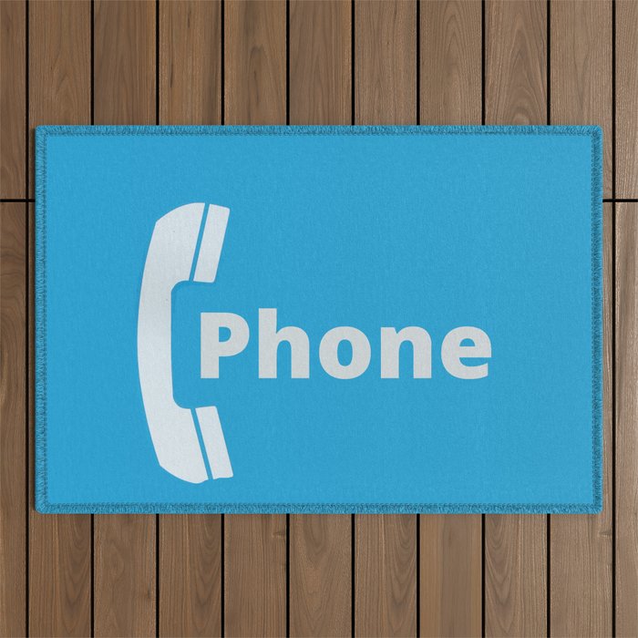 Vintage Pay Phone Booth Old School Retro Telephone Blue Sign Outdoor Rug Gallery Image 1