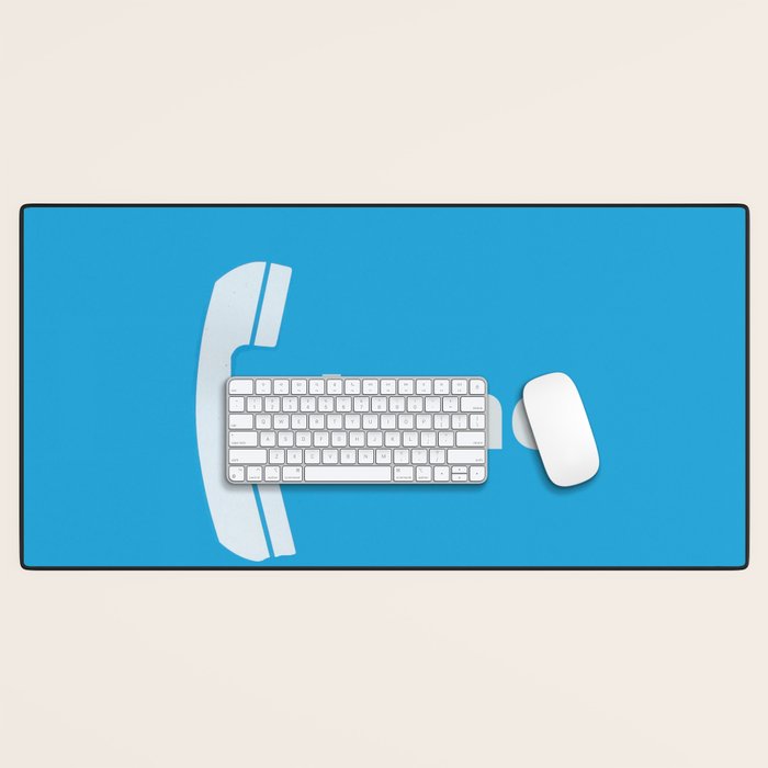 Vintage Pay Phone Booth Old School Retro Telephone Blue Sign Desk Mat Gallery Image 1