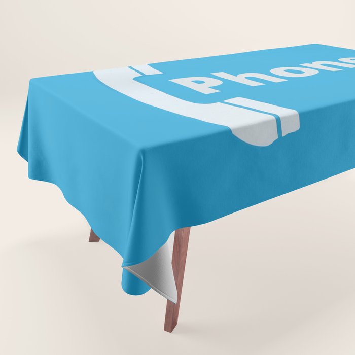 Vintage Pay Phone Booth Old School Retro Telephone Blue Sign Tablecloth Gallery Image 1