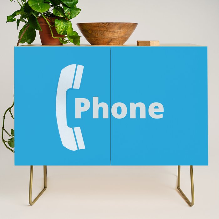Vintage Pay Phone Booth Old School Retro Telephone Blue Sign Credenza Gallery Image 1