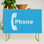 Vintage Pay Phone Booth Old School Retro Telephone Blue Sign Credenza Gallery Image 1