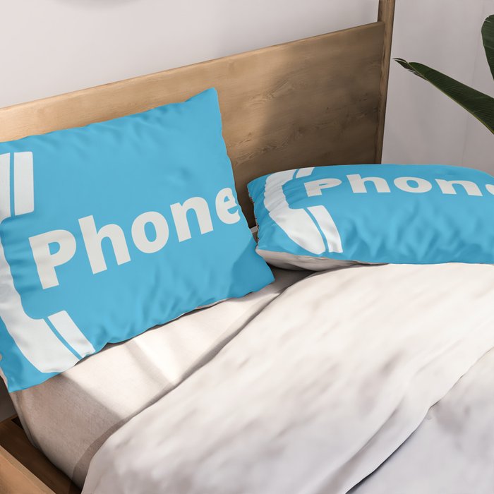 Vintage Pay Phone Booth Old School Retro Telephone Blue Sign Pillow Sham Gallery Image 2
