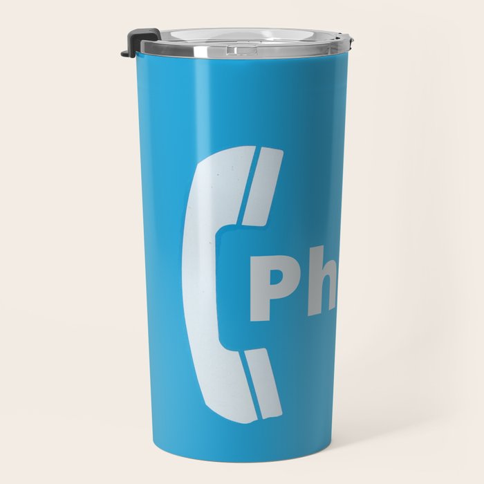 Vintage Pay Phone Booth Old School Retro Telephone Blue Sign Travel Mug Gallery Image 3