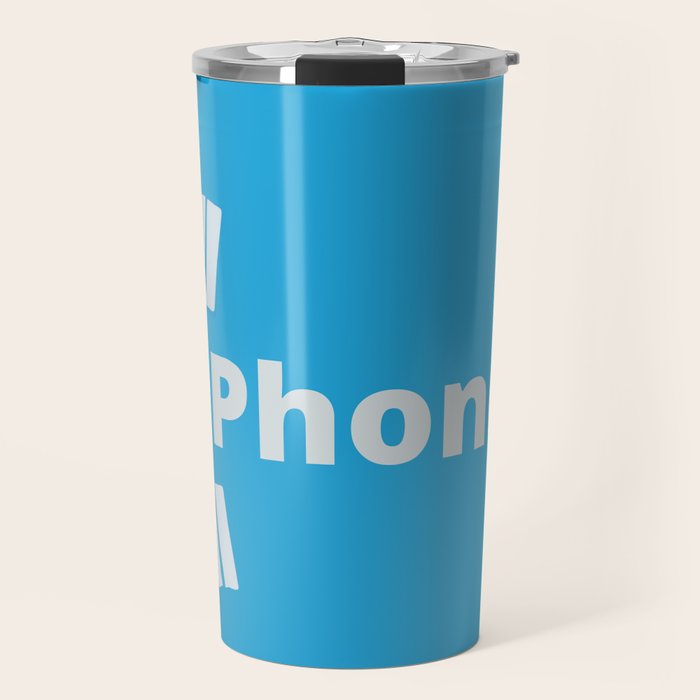 Vintage Pay Phone Booth Old School Retro Telephone Blue Sign Travel Mug Gallery Image 1