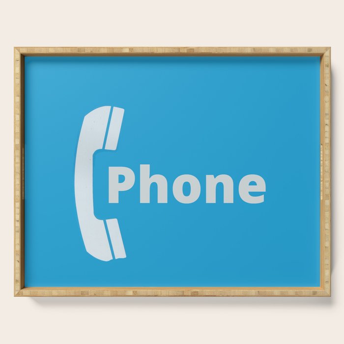 Vintage Pay Phone Booth Old School Retro Telephone Blue Sign Serving Tray Gallery Image 1
