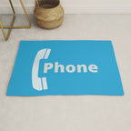 Vintage Pay Phone Booth Old School Retro Telephone Blue Sign Rug Gallery Image 1