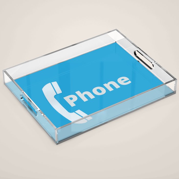 Vintage Pay Phone Booth Old School Retro Telephone Blue Sign Acrylic Tray Gallery Image 1