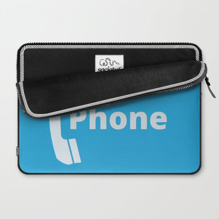 Vintage Pay Phone Booth Old School Retro Telephone Blue Sign Laptop Sleeve Gallery Image 2