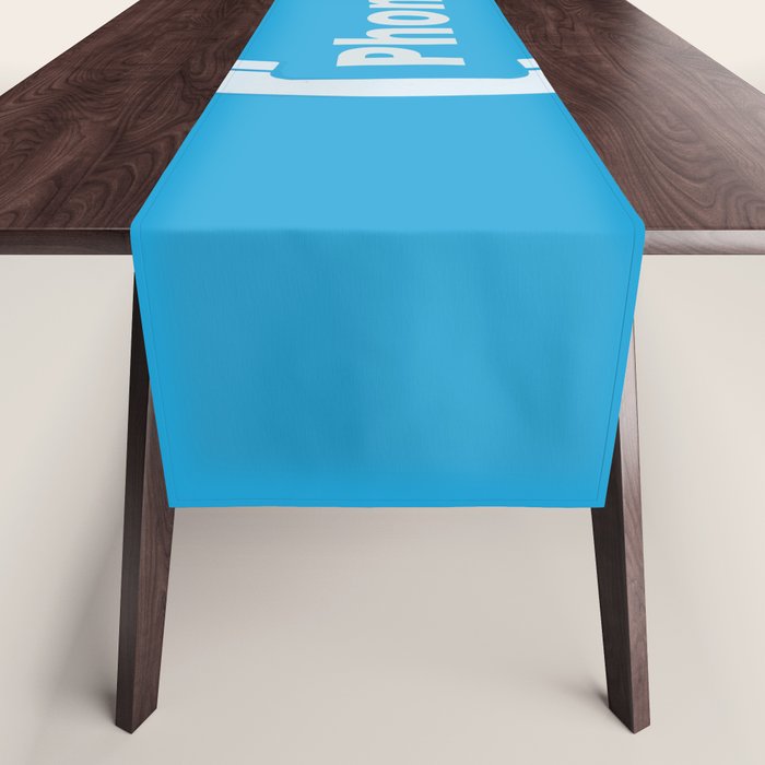 Vintage Pay Phone Booth Old School Retro Telephone Blue Sign Table Runner Gallery Image 1