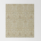 William Morris Vintage Snakeshead Gold Linen Pattern Throw Blanket Gallery Image 2