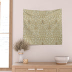 William Morris Vintage Snakeshead Gold Linen Pattern Wall Tapestry Gallery Image 2