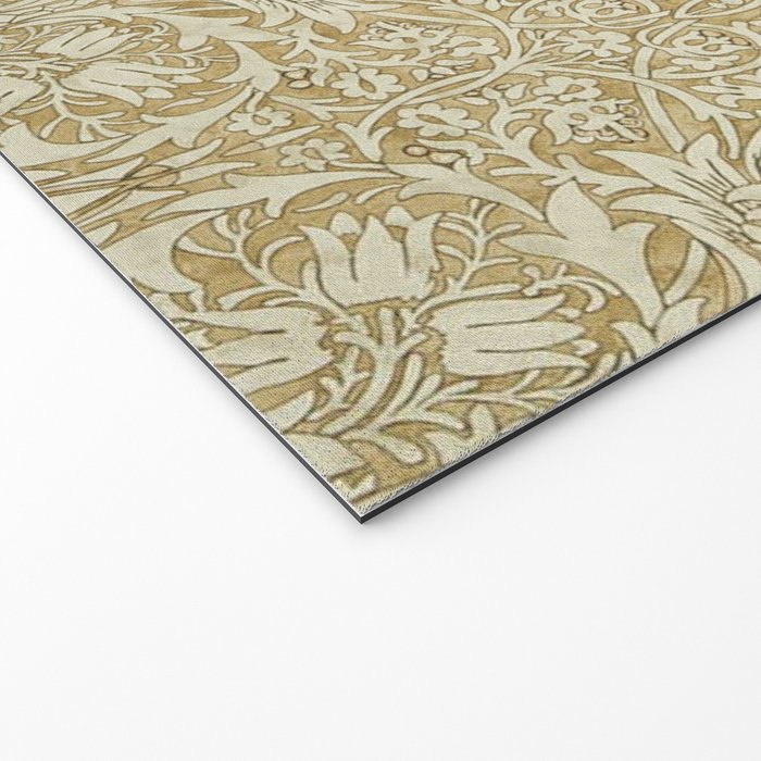 William Morris Vintage Snakeshead Gold Linen Pattern Welcome Mat Gallery Image 2