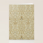 William Morris Vintage Snakeshead Gold Linen Pattern Stationery Card Gallery Image 2
