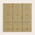 William Morris Vintage Snakeshead Gold Linen Pattern Wood Wall Art Gallery Image 1