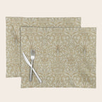 William Morris Vintage Snakeshead Gold Linen Pattern Placemat Gallery Image 1
