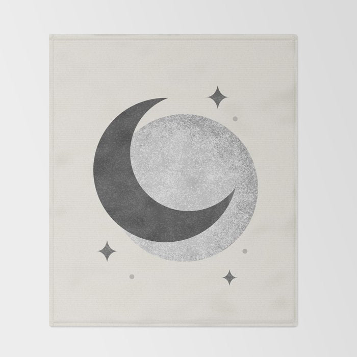 Moon Sparkle BW - Celestial Throw Blanket Gallery Image 2
