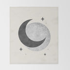 Moon Sparkle BW - Celestial Throw Blanket Gallery Image 2