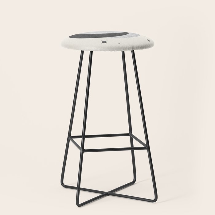 Moon Sparkle BW - Celestial Stool Gallery Image 1