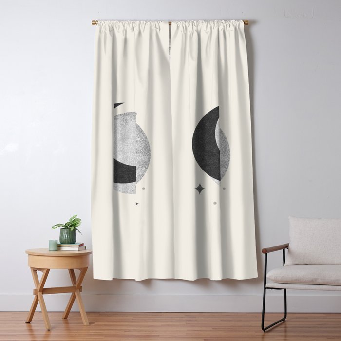 Moon Sparkle BW - Celestial Window Curtain Gallery Image 5