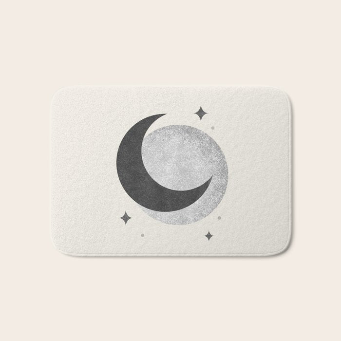 Moon Sparkle BW - Celestial Bath Mat Gallery Image 1