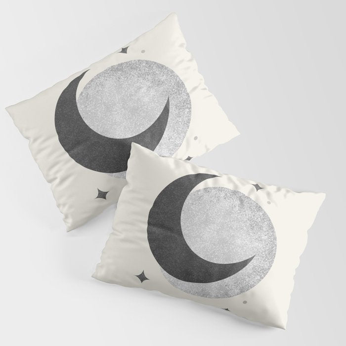Moon Sparkle BW - Celestial Pillow Sham Gallery Image 1