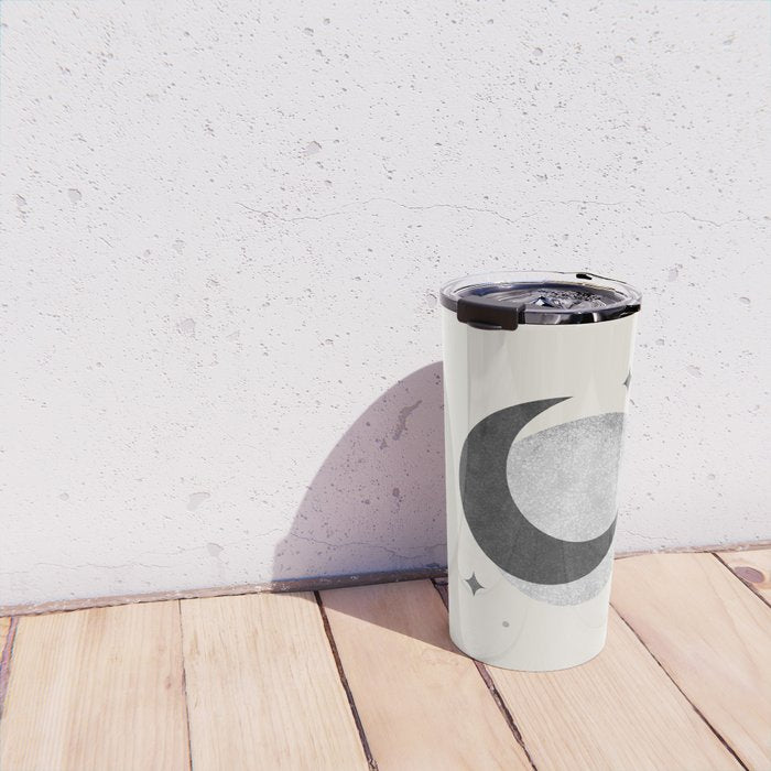 Moon Sparkle BW - Celestial Travel Mug Gallery Image 4